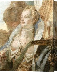Cleopatra Testing Poisons on Condemned Prisoners Canvas Paintings - The Banquet of Cleopatra [detail #2] by Giovanni Battista Tiepolo